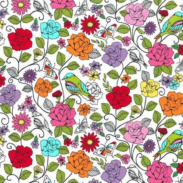 Spring Fling on white by Michael Miller Fabrics