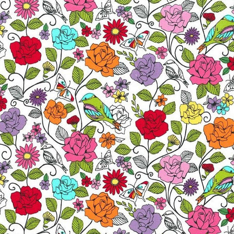 Spring Fling on white by Michael Miller Fabrics