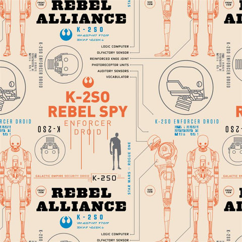 Star Wars Rogue One K-250 on Cream by Camelot Cottons