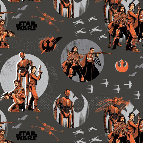 Star Wars Rogue One Rebels on Carbon by Camelot Cottons