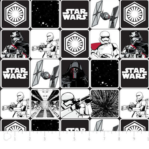 Star Wars The Force Awakens Grid on Black for Camelot Fabrics
