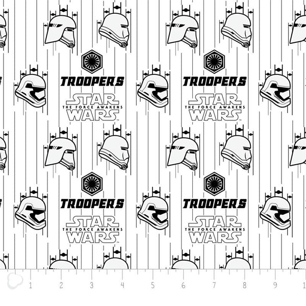 Star Wars The Force Awakens Stormtroopers on White for Camelot Fabrics