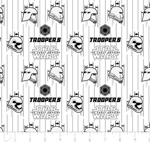 Star Wars The Force Awakens Stormtroopers on White for Camelot Fabrics