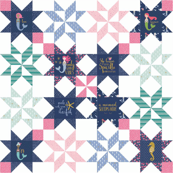 Let's Be Mermaids Star Bright Quilt Kit
