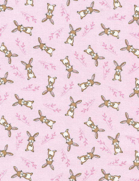 Starry Night Forest Bunnies on Pink by Timeless Treasures