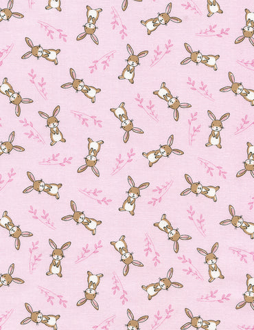 Starry Night Forest Bunnies on Pink by Timeless Treasures
