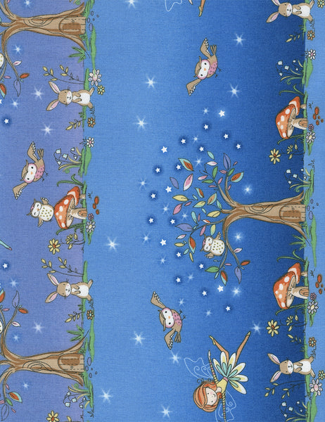 Starry Night Forest Woodland Fairies Stripe by Timeless Treasures