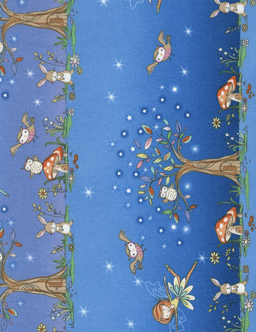 Starry Night Forest Woodland Fairies Stripe by Timeless Treasures
