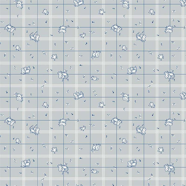 Strawberry Biscuit Birds on Gray by Elea Lutz, gray quilting cotton with vintage-style birds