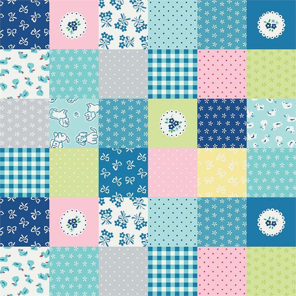 Strawberry Biscuit Cheater in Blue by Elea Lutz for Penny Rose Fabrics