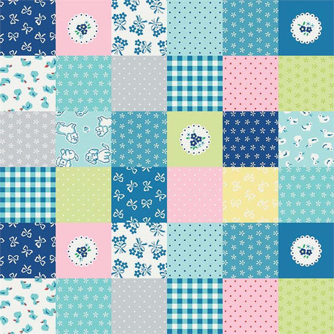 Strawberry Biscuit Cheater in Blue by Elea Lutz for Penny Rose Fabrics