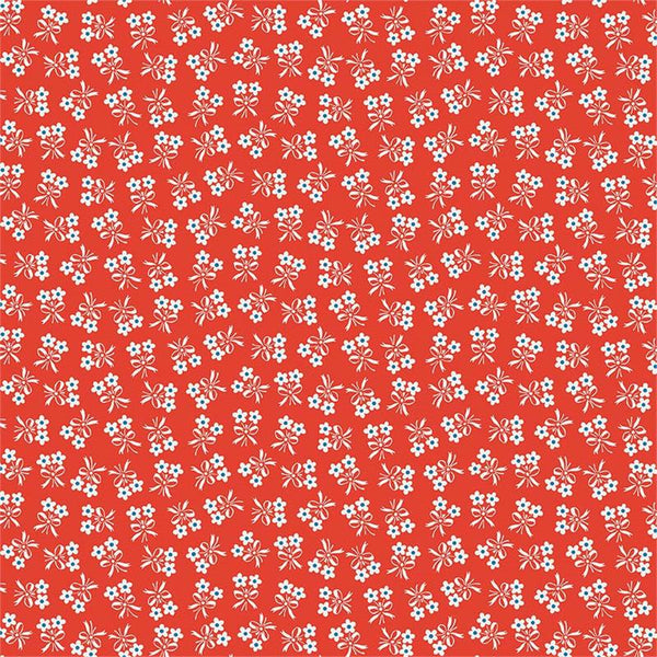 Strawberry Biscuit Daisy on Red by Elea Lutz for Penny Rose Fabrics