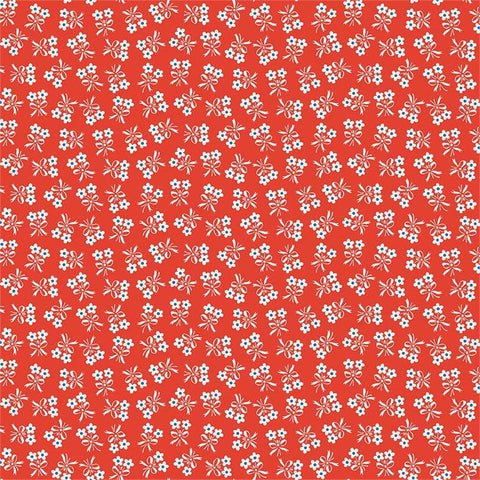 Strawberry Biscuit Daisy on Red by Elea Lutz for Penny Rose Fabrics