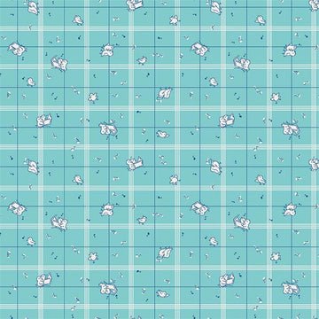Strawberry Biscuit Birds on Aqua by Elea Lutz for Penny Rose Fabrics