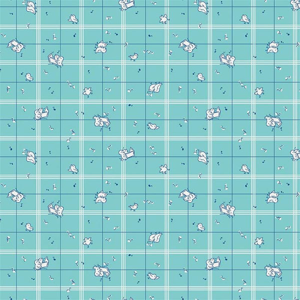 Strawberry Biscuit Birds on Aqua by Elea Lutz for Penny Rose Fabrics