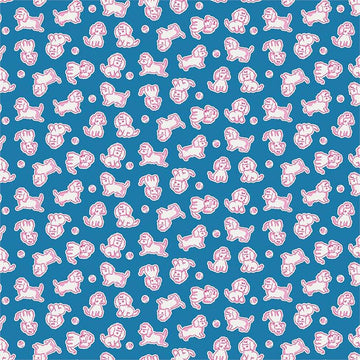 Strawberry Biscuit Poodle in Blue by Elea Lutz for Penny Rose Fabrics