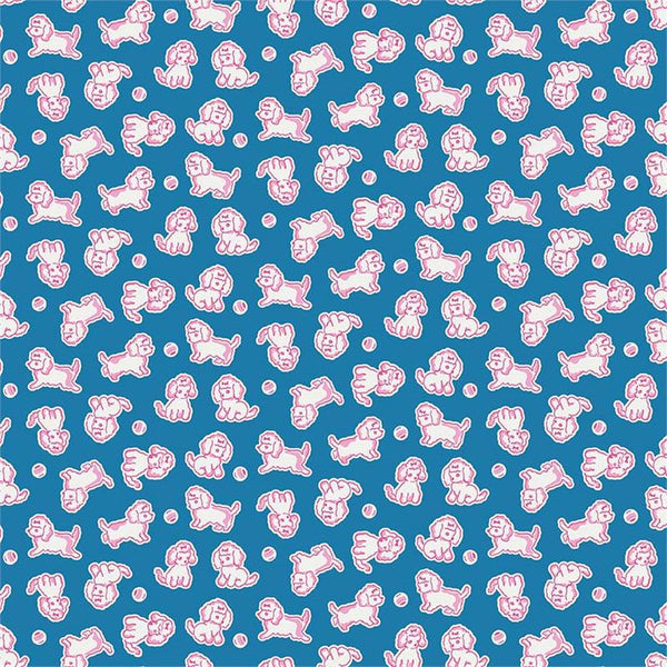 Strawberry Biscuit Poodle in Blue by Elea Lutz for Penny Rose Fabrics