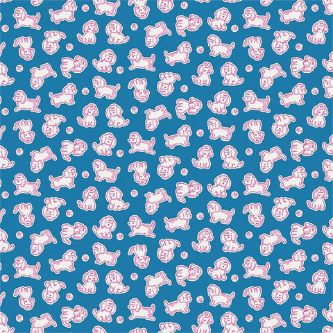 Strawberry Biscuit Poodle in Blue by Elea Lutz for Penny Rose Fabrics