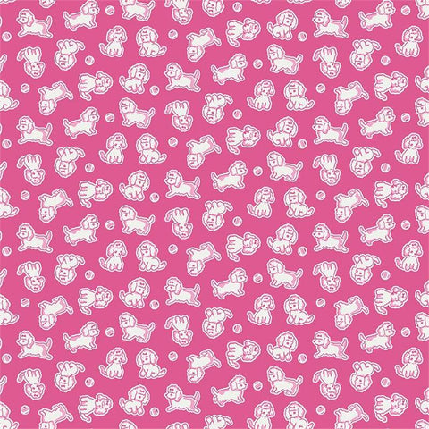 Strawberry Biscuit Poodle in Hotpink by Elea Lutz for Penny Rose Fabrics