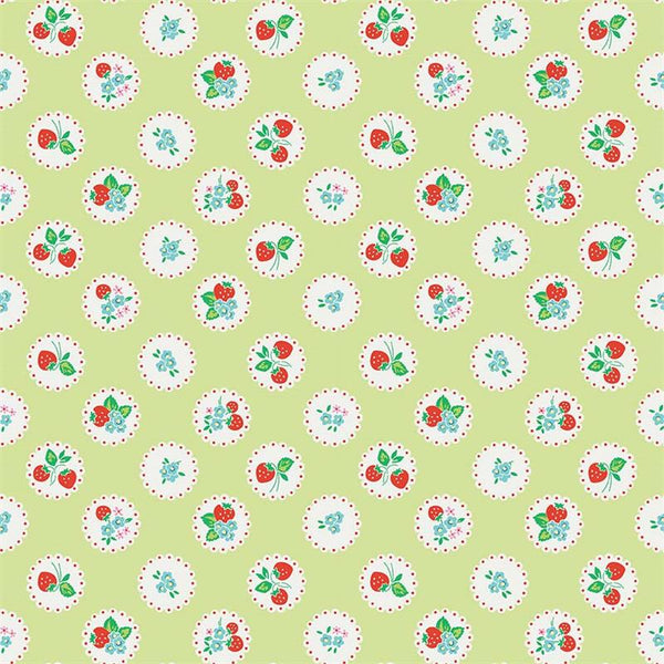 Strawberry Biscuit Scallop in Green by Elea Lutz for Penny Rose Fabrics