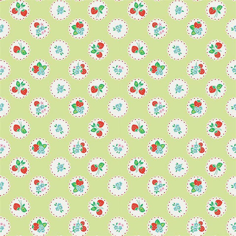 Strawberry Biscuit Scallop in Green by Elea Lutz for Penny Rose Fabrics