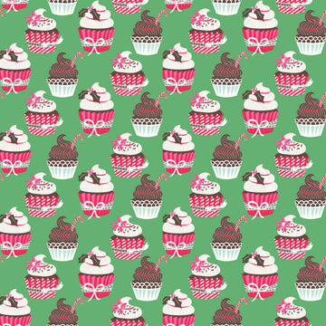 Sugar Rush Holiday Cupcakes in Green by Blend Fabrics