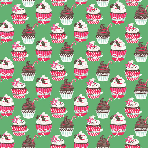 Sugar Rush Holiday Cupcakes in Green by Blend Fabrics
