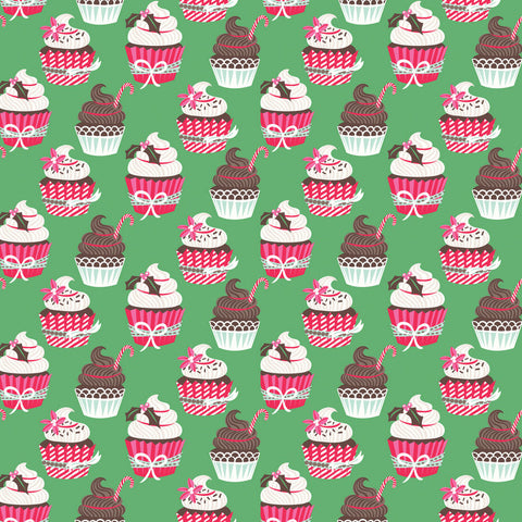 Sugar Rush Holiday Cupcakes in Green by Blend Fabrics