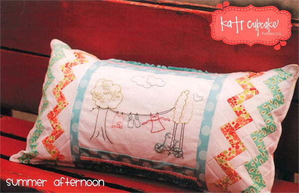 Summer Afternoon Pillow Stitchery Pattern by Kati Cupcake Pattern Co.