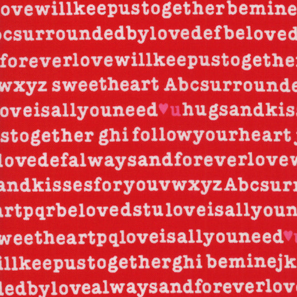 Surrounded by Love Valentines Love Letters on Red by Moda Fabrics