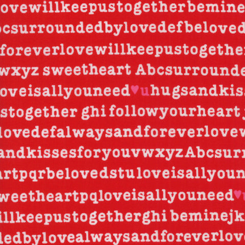 Surrounded by Love Valentines Love Letters on Red by Moda Fabrics