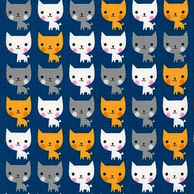 Suzy's Mini Cats on blue by Suzy Ultman for Robert Kaufman