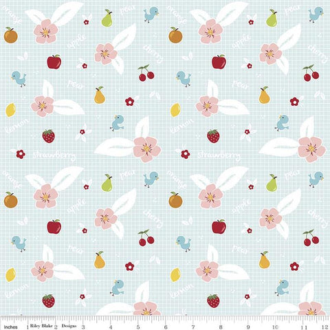 Sweet Orchard Fruit in Aqua by Riley Blake