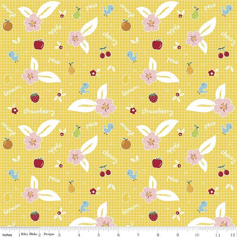 Sweet Orchard Fruit in Yellow by Riley Blake