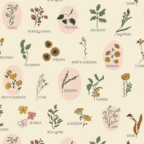 The Open Road Roadside Wildflowers in Cream by Bonnie Christine TOR-13862