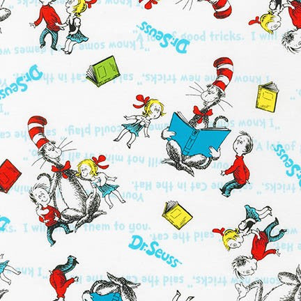 The Cat in the Hat Cat with Children tossed on white by Dr. Seuss Enterprises for Robert Kaufman