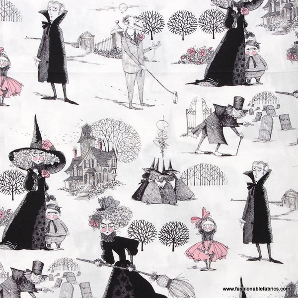 The Ghastlies on white by Alexander Henry Fabrics