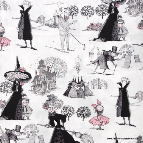 The Ghastlies on white by Alexander Henry Fabrics