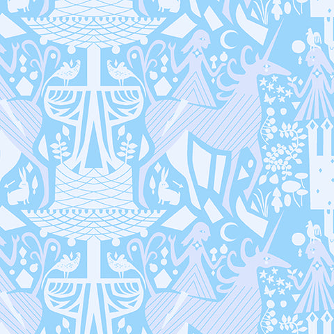 The Lovely Hunt Damask in light blue by Lizzy House for Andover Fabrics