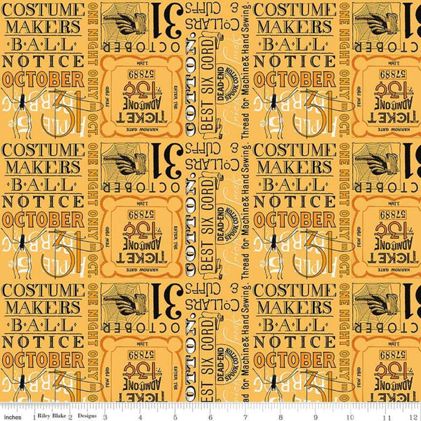 Costume Maker's Ball Ticket Text Orange