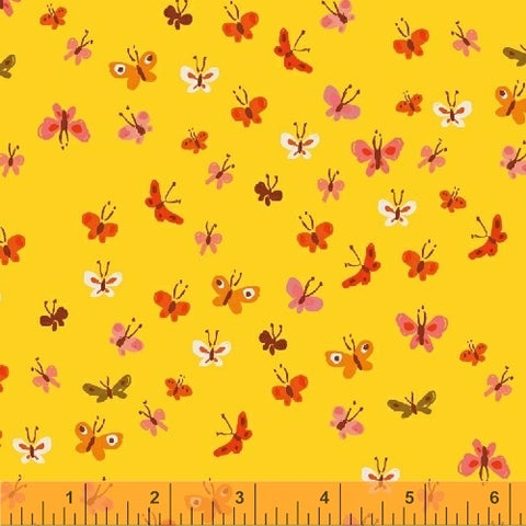Tiger Lily Butterflies in Yellow by Heather Ross for Windham Fabrics