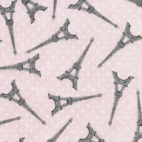 Tossed Eiffel Towers on Pink by Timeless Treasures