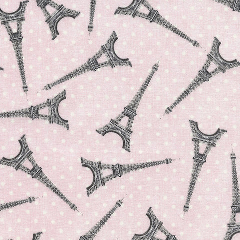 Tossed Eiffel Towers on Pink by Timeless Treasures