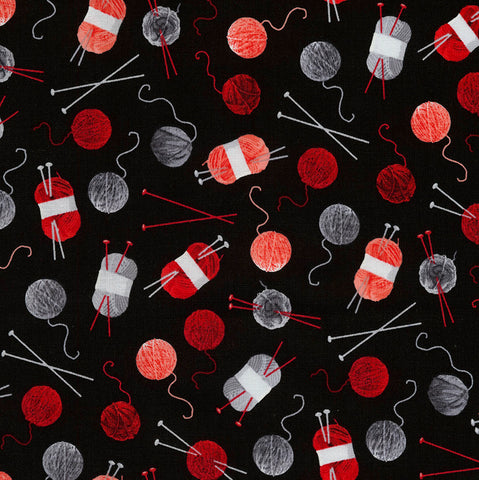 Tossed Yarn on Black by Timeless Treasures