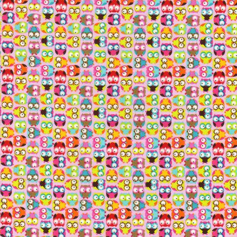 Tossed Mini Owls on Pink by Timeless Treasures