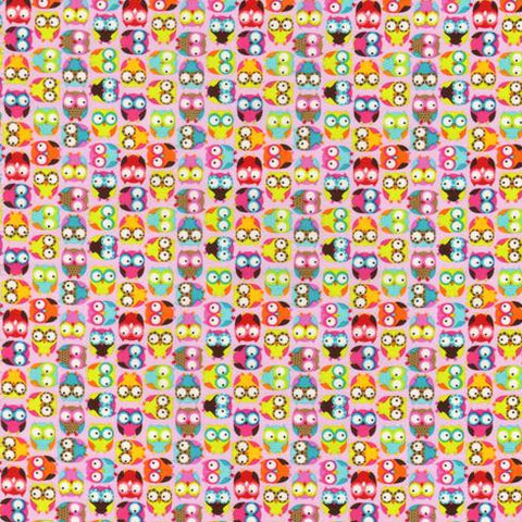 Tossed Mini Owls on Pink by Timeless Treasures