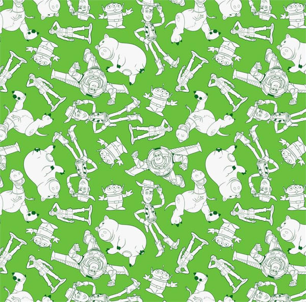 Toy Story Character Outlines on Green by Disney