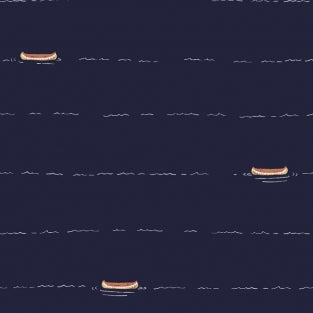 Trail Mix Canoes on Navy by Dear Stella