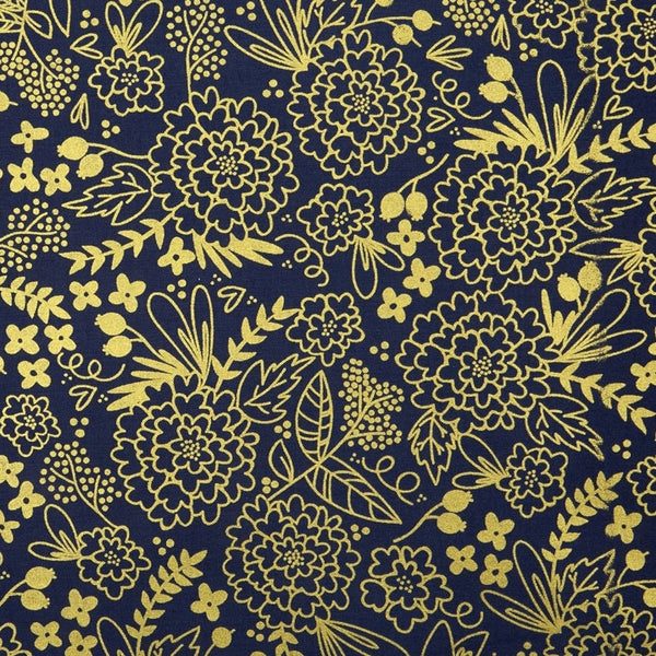 Trend Floral Navy in Sparkle Cotton by Riley Blake Designs