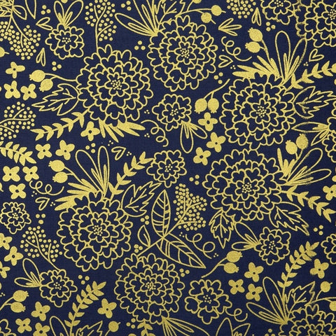 Trend Floral Navy in Sparkle Cotton by Riley Blake Designs